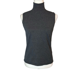 Kasper grey sleeveless knit turtleneck top